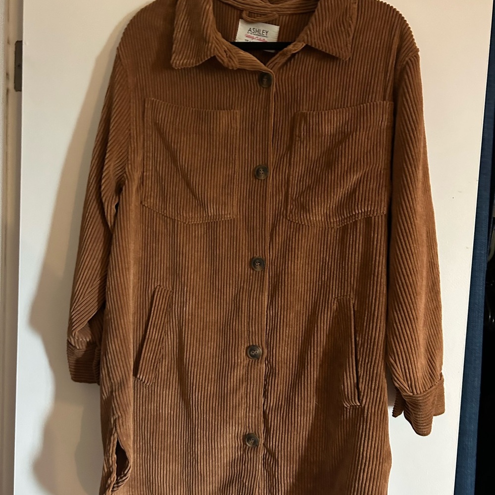 Ashley By 26 International Women's Tan Corduroy Utility Jacket